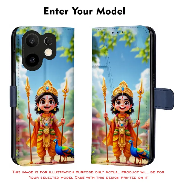 Bal_Murugan_With_Peacock__Design_Printed_Flip_Case_Cover_With_Camera_Protection_Mk000108_Fcuv