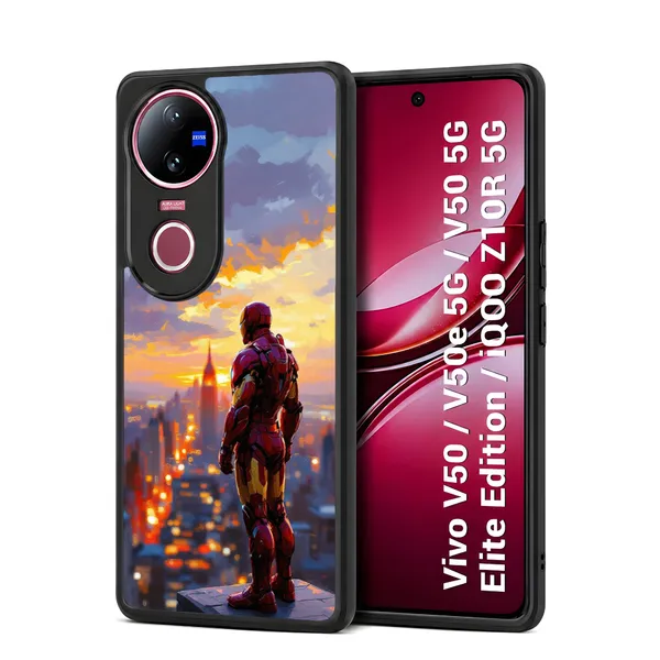 Iron_Man_Sunset_Cityscape_Design_Printed_Premium_Glossy_Back_Case_Cover_With_Camera_Protection_For_Vivo_V50_/_V50e_/_V50_5g_Elite_Edition_/_iQOO_Z10r_5g_Mk000126_Bx