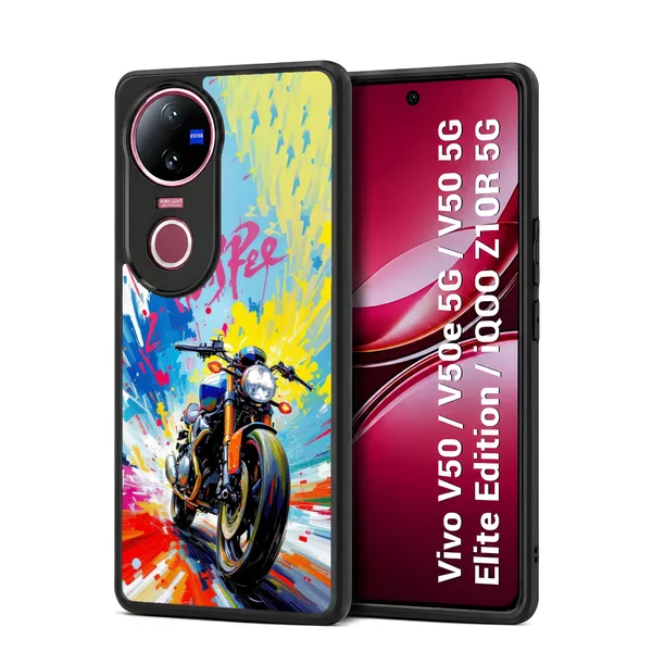 Multicolor_Artistic_Motorcycle_Design_Printed_Premium_Glossy_Back_Case_Cover_With_Camera_Protection_For_Vivo_V50_/_V50e_/_V50_5g_Elite_Edition_/_iQOO_Z10r_5g_Mk000136_Bx