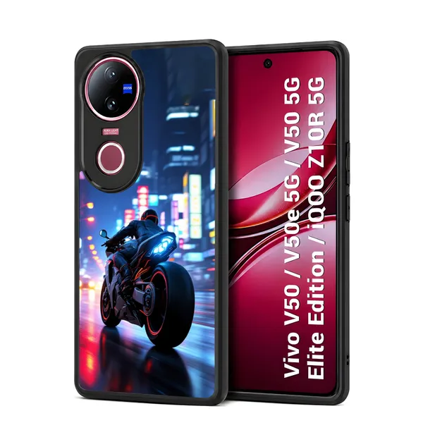 Motorcycle_Night_City_Design_Printed_Premium_Glossy_Back_Case_Cover_With_Camera_Protection_For_Vivo_V50_/_V50e_/_V50_5g_Elite_Edition_/_iQOO_Z10r_5g_Mk000142_Bx