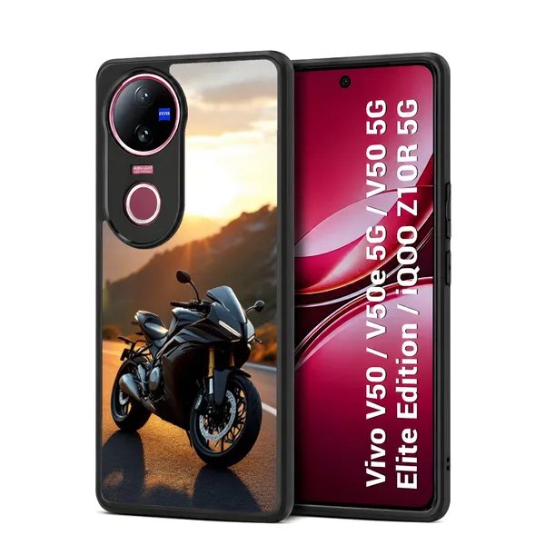 Motorcycle_Sunset_Scenic_Design_Printed_Premium_Glossy_Back_Case_Cover_With_Camera_Protection_For_Vivo_V50_/_V50e_/_V50_5g_Elite_Edition_/_iQOO_Z10r_5g_Mk000143_Bx