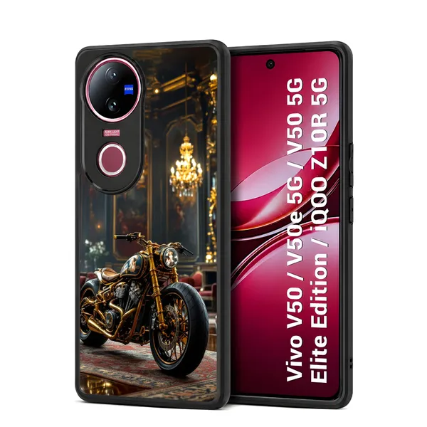 Black_And_Gold_Luxury_Motorcycle_Design_Printed_Premium_Glossy_Back_Case_Cover_With_Camera_Protection_For_Vivo_V50_/_V50e_/_V50_5g_Elite_Edition_/_iQOO_Z10r_5g_Mk000152_Bx