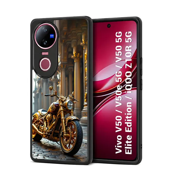Golden_Motorcycle_Design_Printed_Premium_Glossy_Back_Case_Cover_With_Camera_Protection_For_Vivo_V50_/_V50e_/_V50_5g_Elite_Edition_/_iQOO_Z10r_5g_Mk000154_Bx