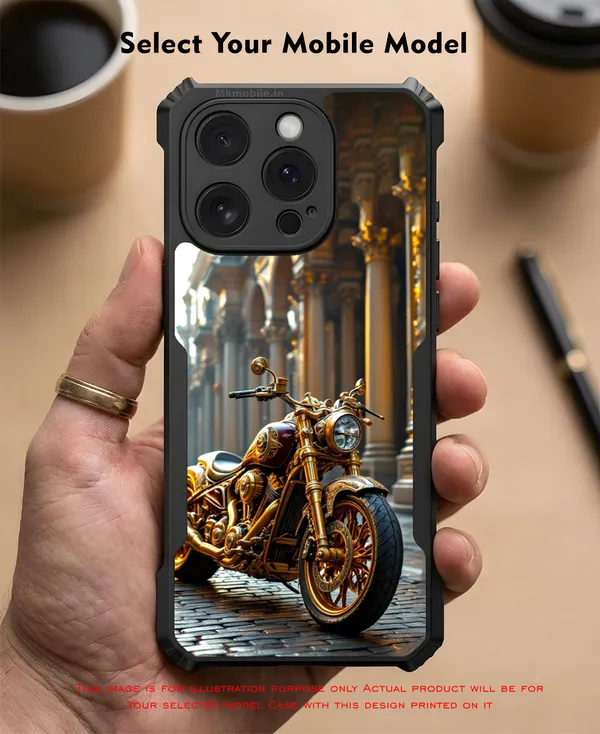 Golden_Motorcycle_Design_Printed_Bumper_Glossy_Back_Case_Cover_With_Camera_Protection_Mk000154_Ip