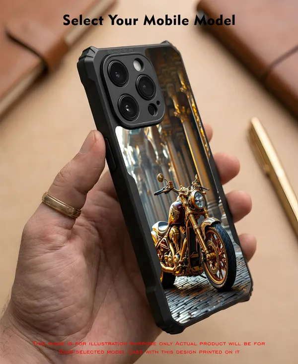 Golden_Motorcycle_Design_Printed_Bumper_Glossy_Back_Case_Cover_With_Camera_Protection_Mk000154_Ip