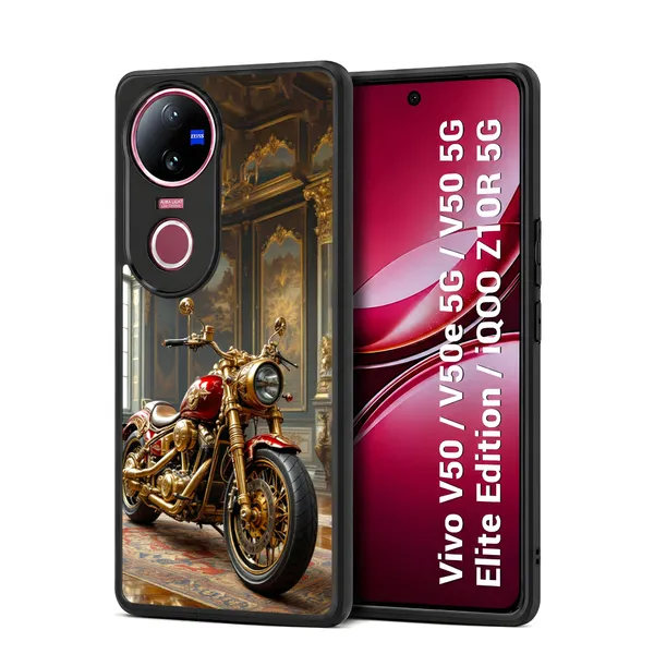 Gold_Motorcycle_Design_Printed_Premium_Glossy_Back_Case_Cover_With_Camera_Protection_For_Vivo_V50_/_V50e_/_V50_5g_Elite_Edition_/_iQOO_Z10r_5g_Mk000155_Bx