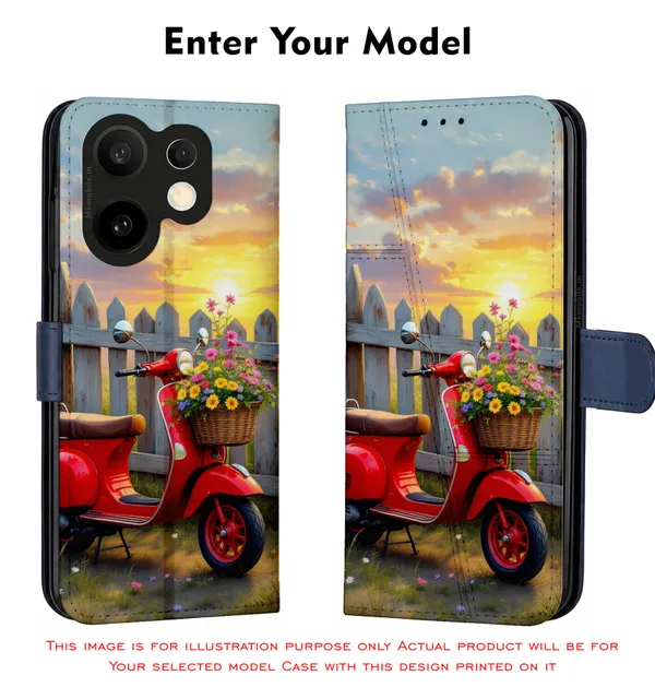 Red_Vintage_Scooter_Sunset_Design_Printed_Flip_Case_Cover_With_Camera_Protection_Mk000160_Fcuv