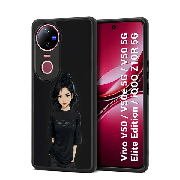 Black_Illustrated_Girl_Design_Printed_Premium_Glossy_Back_Case_Cover_With_Camera_Protection_For_Vivo_V50_/_V50e_/_V50_5g_Elite_Edition_/_iQOO_Z10r_5g_Mk000185_Bx