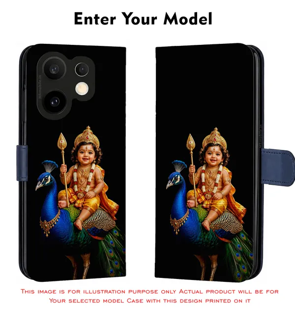 Lord_Murugan_And_Peacock__Design_Printed_Flip_Case_Cover_With_Camera_Protection_Mk000205_Fcuv