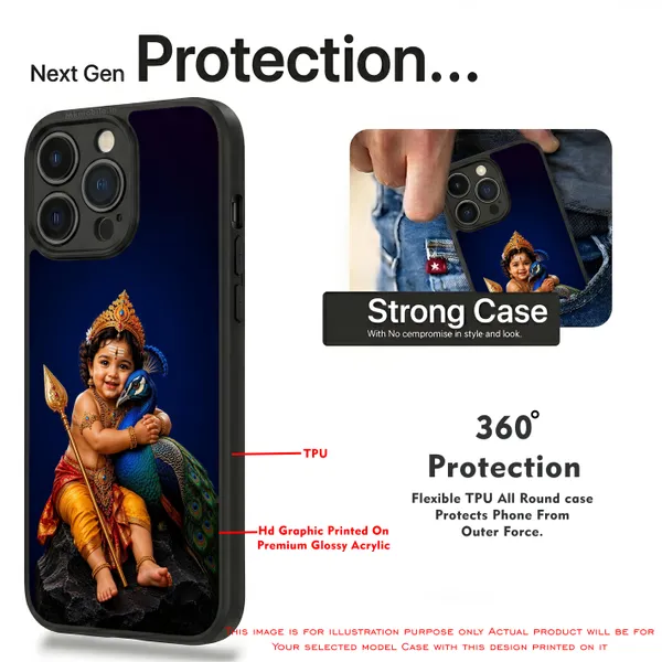 Baby_Krishna_With_Peacock__Design_Printed_Premium_Glossy_Back_Case_Cover_With_Camera_Protection_Mk000218_Bx
