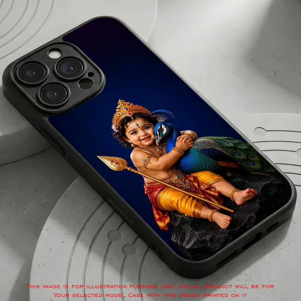 Baby_Krishna_With_Peacock__Design_Printed_Premium_Glossy_Back_Case_Cover_With_Camera_Protection_Mk000218_Bx