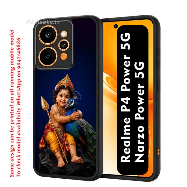 Baby_Krishna_With_Peacock_Design_Printed_Premium_Glossy_Back_Case_Cover_With_Camera_Protection_For_Realme_P4_Power_5G_/_Narzo_Power_5G_Mk000218_Bx