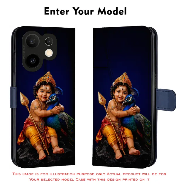 Baby_Krishna_With_Peacock__Design_Printed_Flip_Case_Cover_With_Camera_Protection_Mk000218_Fcuv