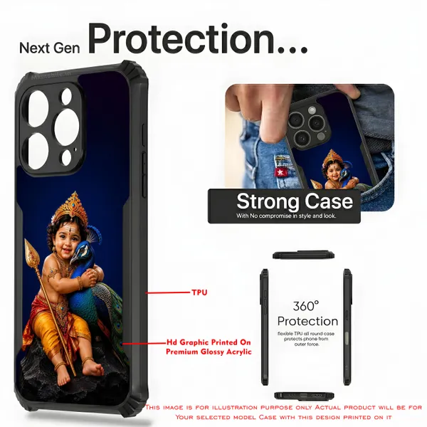 Baby_Krishna_With_Peacock__Design_Printed_Bumper_Glossy_Back_Case_Cover_With_Camera_Protection_Mk000218_Ip