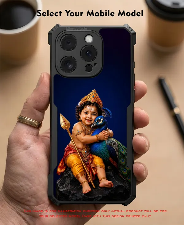 Baby_Krishna_With_Peacock__Design_Printed_Bumper_Glossy_Back_Case_Cover_With_Camera_Protection_Mk000218_Ip