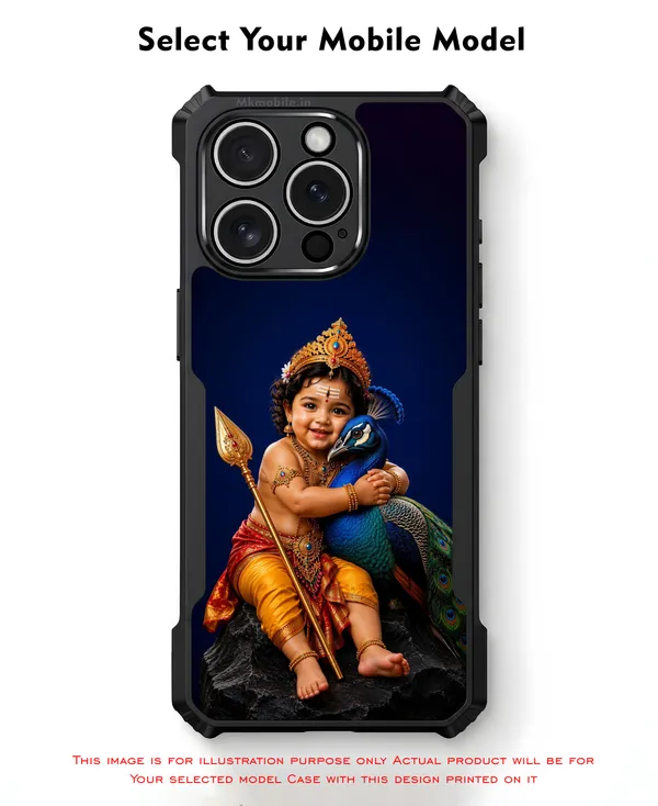 Baby_Krishna_With_Peacock__Design_Printed_Bumper_Glossy_Back_Case_Cover_With_Camera_Protection_Mk000218_Ip