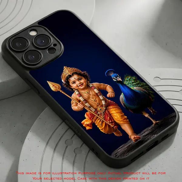 Lord_Murugan_With_Peacock_Design_Printed_Premium_Glossy_Back_Case_Cover_With_Camera_Protection_Mk000219_Bx