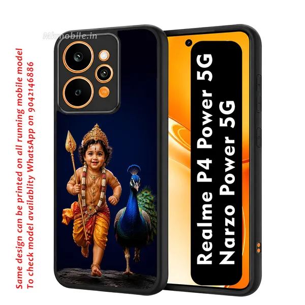 Lord_Murugan_With_Peacock_Design_Printed_Premium_Glossy_Back_Case_Cover_With_Camera_Protection_For_Realme_P4_Power_5G_/_Narzo_Power_5G_Mk000219_Bx