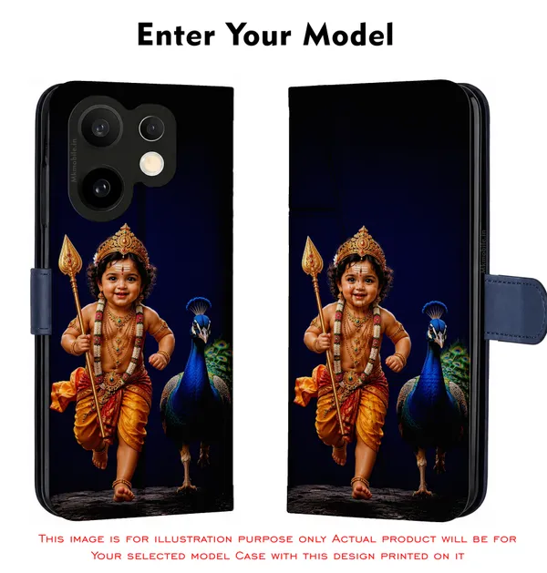 Lord_Murugan_With_Peacock_Design_Printed_Flip_Case_Cover_With_Camera_Protection_Mk000219_Fcuv