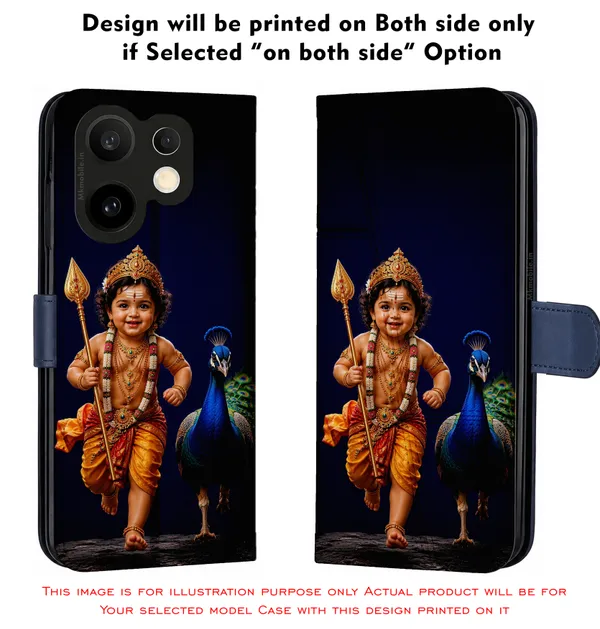 Lord_Murugan_With_Peacock_Design_Printed_Flip_Case_Cover_With_Camera_Protection_Mk000219_Fcuv