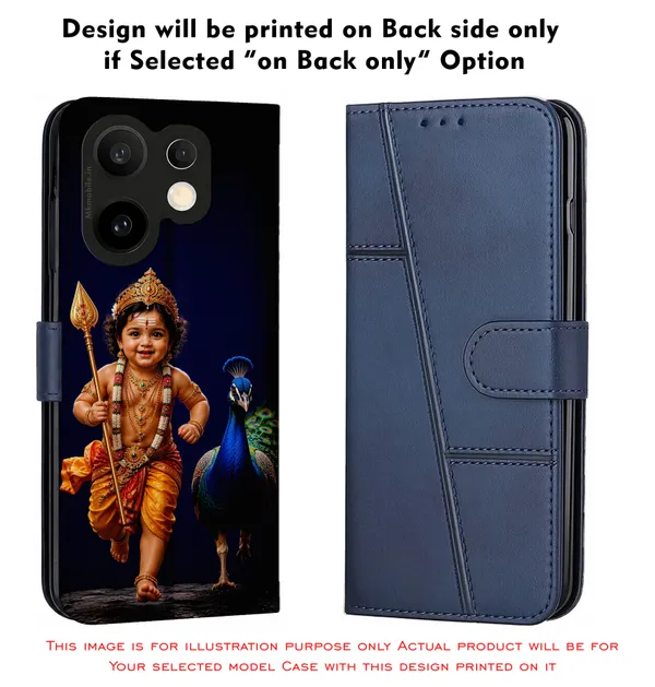 Lord_Murugan_With_Peacock_Design_Printed_Flip_Case_Cover_With_Camera_Protection_Mk000219_Fcuv
