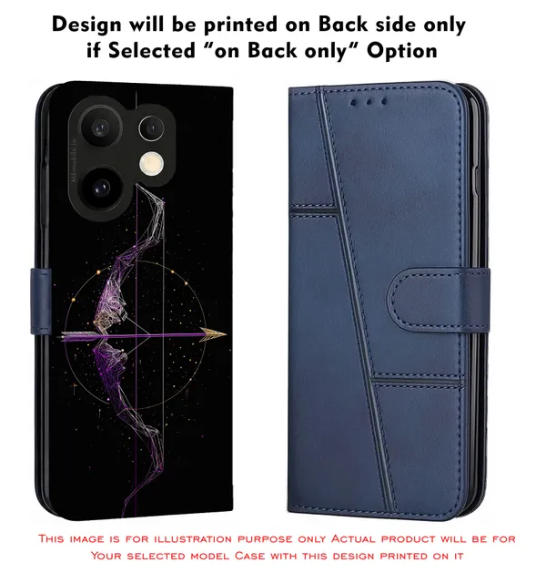 Black_Sagittarius_Constellation_Bow_And_Arrow_Design_Printed_Flip_Case_Cover_With_Camera_Protection_Mk000280_Fcuv