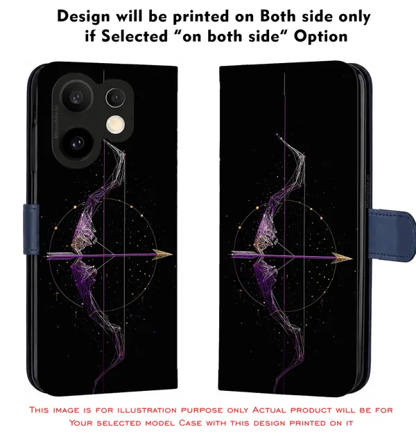 Black_Sagittarius_Constellation_Bow_And_Arrow_Design_Printed_Flip_Case_Cover_With_Camera_Protection_Mk000280_Fcuv