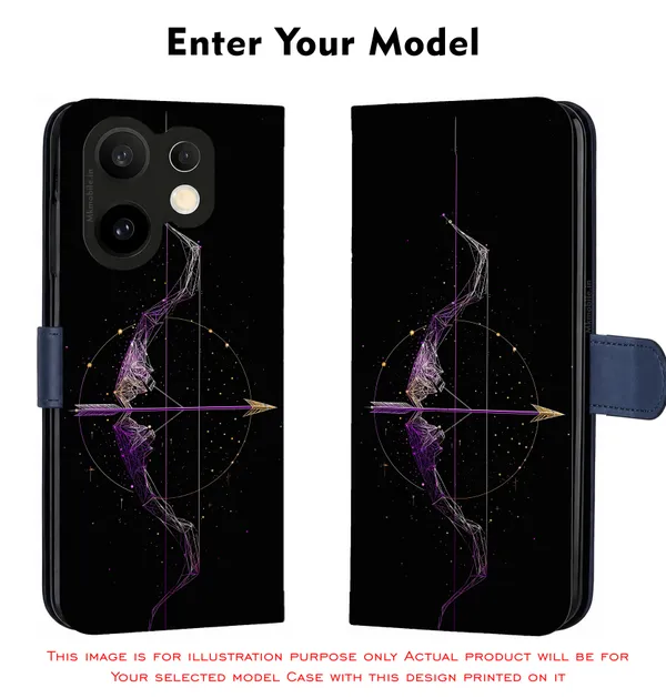 Black_Sagittarius_Constellation_Bow_And_Arrow_Design_Printed_Flip_Case_Cover_With_Camera_Protection_Mk000280_Fcuv