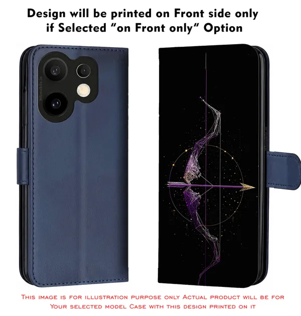 Black_Sagittarius_Constellation_Bow_And_Arrow_Design_Printed_Flip_Case_Cover_With_Camera_Protection_Mk000280_Fcuv
