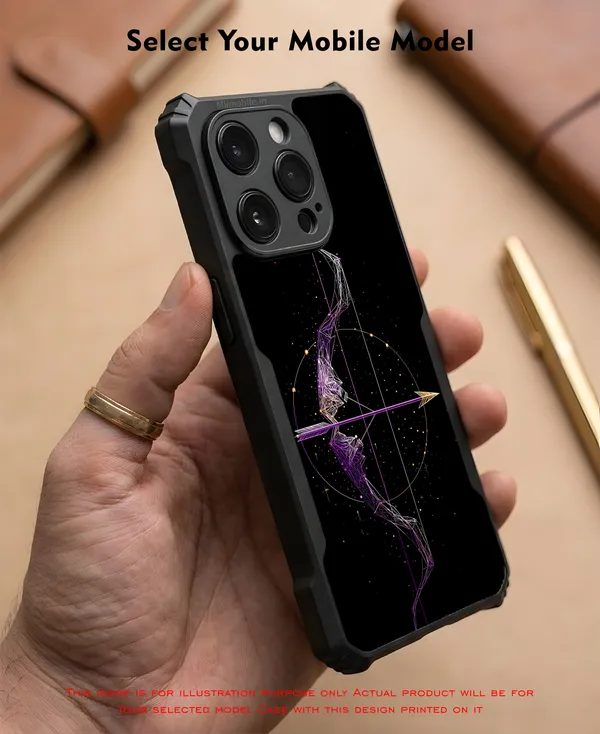 Black_Sagittarius_Constellation_Bow_And_Arrow_Design_Printed_Bumper_Glossy_Back_Case_Cover_With_Camera_Protection_Mk000280_Ip
