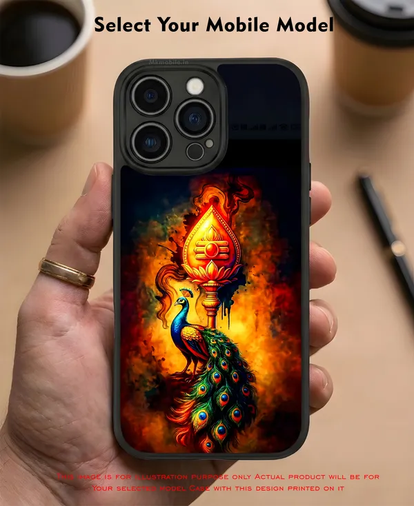 Lord_Murugar_Golden_Vel_With_Mayil,_Peacock_Design_Printed_Premium_Glossy_Back_Case_Cover_With_Camera_Protection_Mk000302_Bx