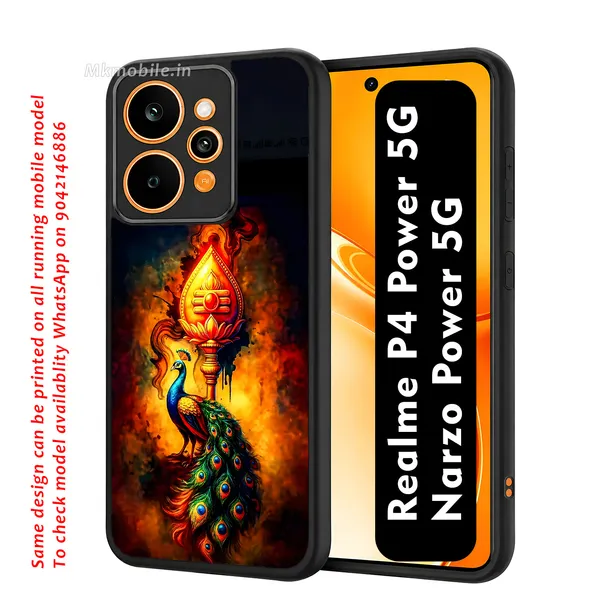 Lord_Murugar_Golden_Vel_With_Mayil,_Peacock_Design_Printed_Premium_Glossy_Back_Case_Cover_With_Camera_Protection_For_Realme_P4_Power_5G_/_Narzo_Power_5G_Mk000302_Bx