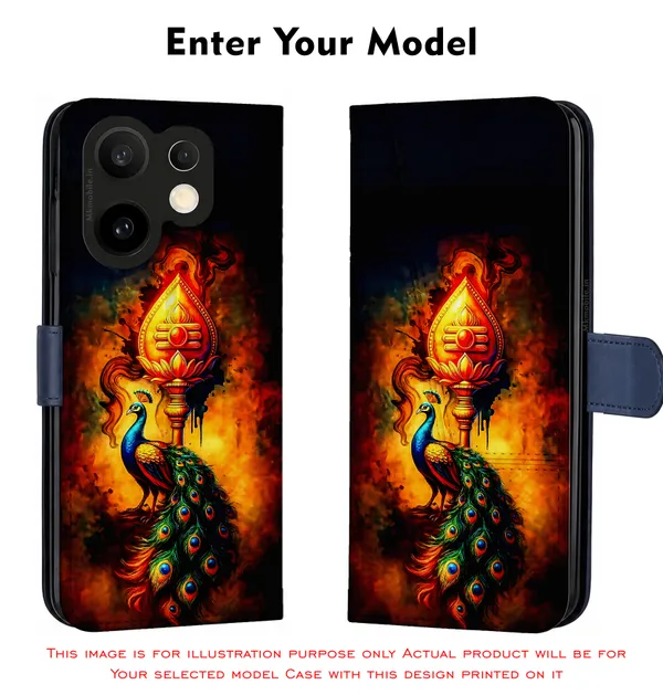 Lord_Murugar_Golden_Vel_With_Mayil,_Peacock_Design_Printed_Flip_Case_Cover_With_Camera_Protection_Mk000302_Fcuv