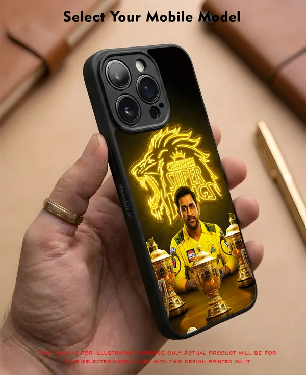 Chennai_Super_Kings_Logo_With_Dhoni_Design_Printed_Premium_Glossy_Back_Case_Cover_With_Camera_Protection_Mk000317_Bx