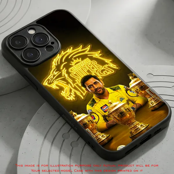 Chennai_Super_Kings_Logo_With_Dhoni_Design_Printed_Premium_Glossy_Back_Case_Cover_With_Camera_Protection_Mk000317_Bx
