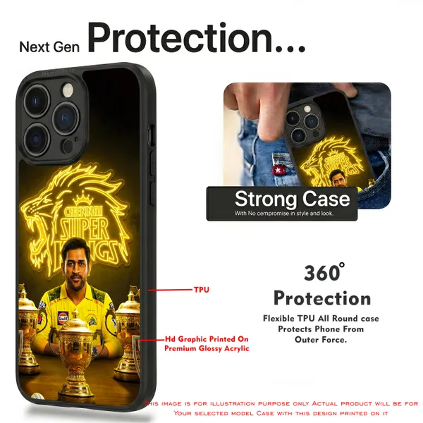 Chennai_Super_Kings_Logo_With_Dhoni_Design_Printed_Premium_Glossy_Back_Case_Cover_With_Camera_Protection_Mk000317_Bx