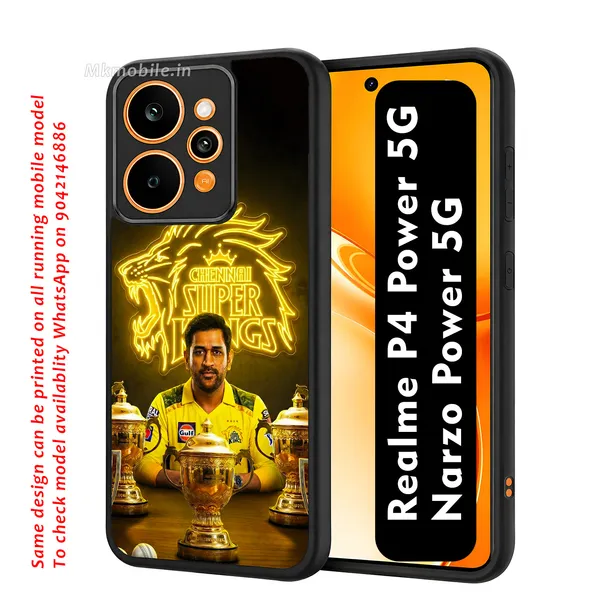 Chennai_Super_Kings_Logo_With_Dhoni_Design_Printed_Premium_Glossy_Back_Case_Cover_With_Camera_Protection_For_Realme_P4_Power_5G_/_Narzo_Power_5G_Mk000317_Bx