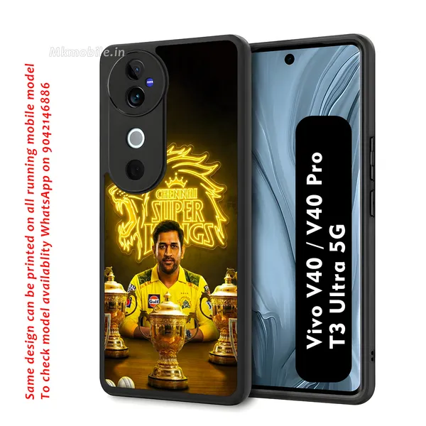 Chennai_Super_Kings_Logo_With_Dhoni_Design_Printed_Premium_Glossy_Back_Case_Cover_With_Camera_Protection_For_Vivo_V40_5G_/_V40_Pro_5G_/_T3_Ultra_5G_Mk000317_Bx