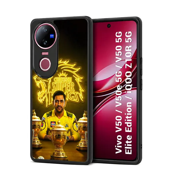 Chennai_Super_Kings_Logo_With_Dhoni_Design_Printed_Premium_Glossy_Back_Case_Cover_With_Camera_Protection_For_Vivo_V50_/_V50e_/_V50_5g_Elite_Edition_/_iQOO_Z10r_5g_Mk000317_Bx