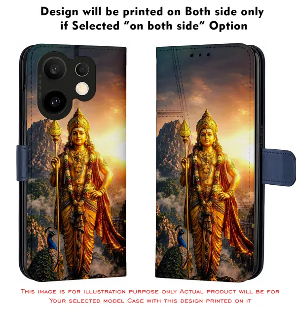Lord_Murugan_With_Mayil_And_Vel_Design_Printed_Flip_Case_Cover_With_Camera_Protection_Mk000319_Fcuv