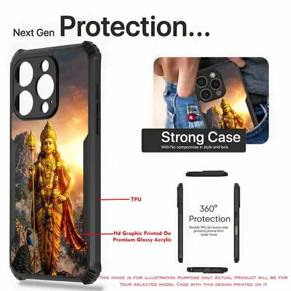 Lord_Murugan_With_Mayil_And_Vel_Design_Printed_Bumper_Glossy_Back_Case_Cover_With_Camera_Protection_Mk000319_Ip