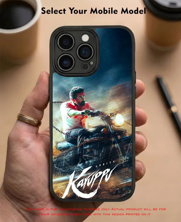 Tamil_Actor_Suriya_Karuppu_Movie_Look_On_Bike_Design_Printed_Premium_Glossy_Back_Case_Cover_With_Camera_Protection_Mk000324_Bx