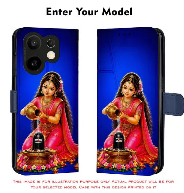 Girl_Worshiping_Shivalingam_Design_Printed_Flip_Case_Cover_With_Camera_Protection_Mk000332_Fcuv