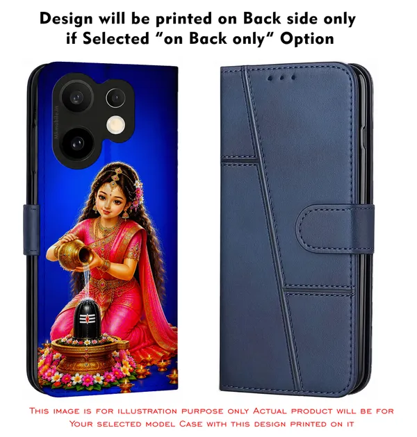 Girl_Worshiping_Shivalingam_Design_Printed_Flip_Case_Cover_With_Camera_Protection_Mk000332_Fcuv