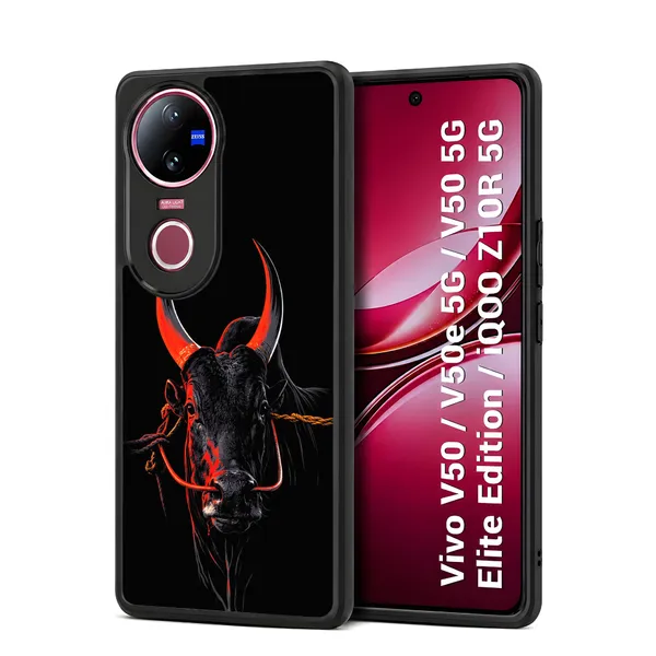 Black_Indian_Bull_Jallikattu_Kaalai_Design_Printed_Premium_Glossy_Back_Case_Cover_With_Camera_Protection_For_Vivo_V50_/_V50e_/_V50_5g_Elite_Edition_/_iQOO_Z10r_5g_Mk000352_Bx