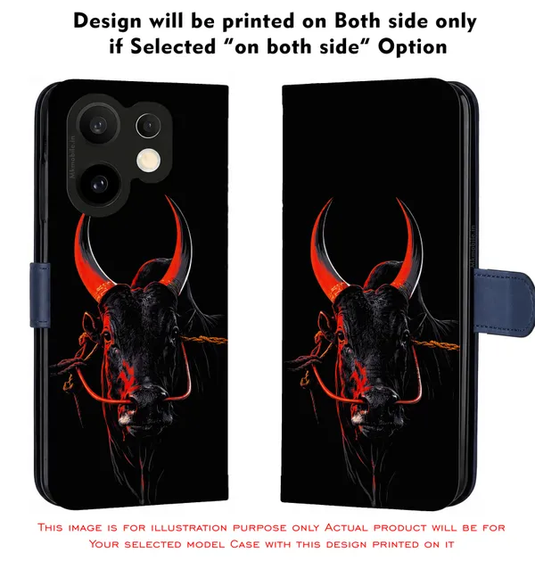 Black_Indian_Bull_Jallikattu_Kaalai_Design_Printed_Flip_Case_Cover_With_Camera_Protection_Mk000352_Fcuv