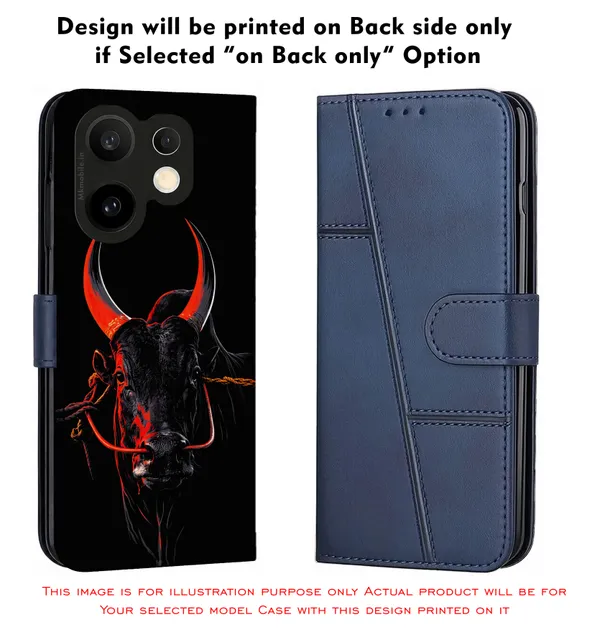 Black_Indian_Bull_Jallikattu_Kaalai_Design_Printed_Flip_Case_Cover_With_Camera_Protection_Mk000352_Fcuv