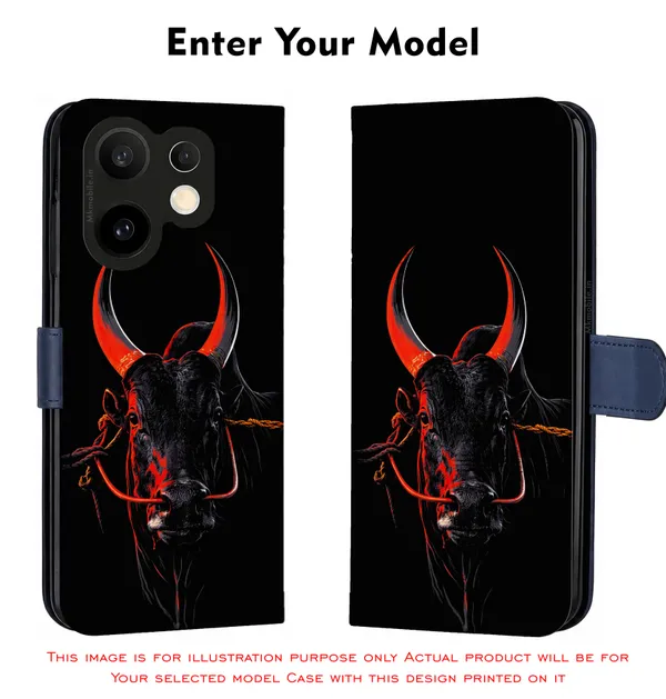 Black_Indian_Bull_Jallikattu_Kaalai_Design_Printed_Flip_Case_Cover_With_Camera_Protection_Mk000352_Fcuv