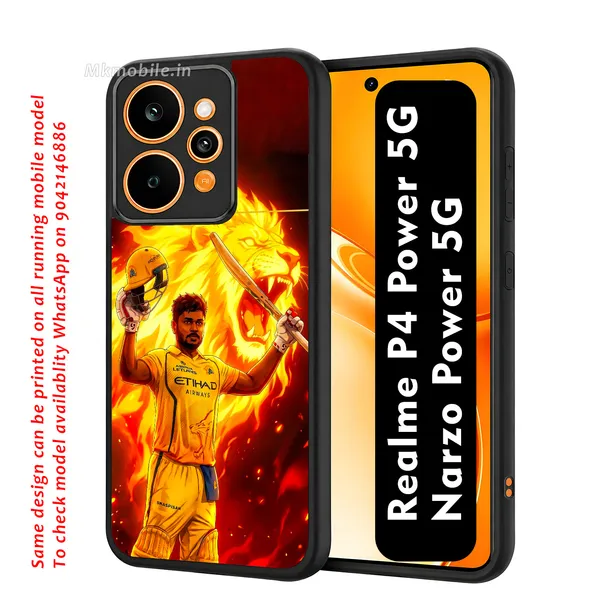 Chennai_Super_Kings_Sanju_Samson_Cricket_Player_Design_Printed_Premium_Glossy_Back_Case_Cover_With_Camera_Protection_For_Realme_P4_Power_5G_/_Narzo_Power_5G_Mk000360_Bx