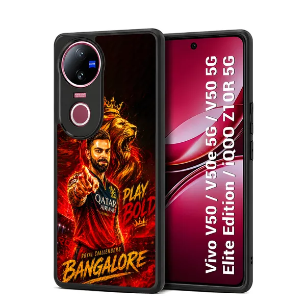Rcb_Cricket_Player_King_Kohli_Design_Printed_Premium_Glossy_Back_Case_Cover_With_Camera_Protection_For_Vivo_V50_/_V50e_/_V50_5g_Elite_Edition_/_iQOO_Z10r_5g_Mk000374_Bx